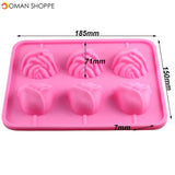 6 Rose Shapes Silicone Lollipop Baking Mold Tray 1pcs Pop Cake Stick Mould for Party Holidays Cupcake Baking Tools