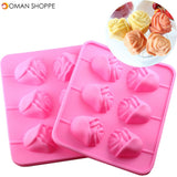 6 Rose Shapes Silicone Lollipop Baking Mold Tray 1pcs Pop Cake Stick Mould for Party Holidays Cupcake Baking Tools