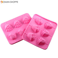 6 Rose Shapes Silicone Lollipop Baking Mold Tray 1pcs Pop Cake Stick Mould for Party Holidays Cupcake Baking Tools