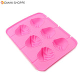 6 Rose Shapes Silicone Lollipop Baking Mold Tray 1pcs Pop Cake Stick Mould for Party Holidays Cupcake Baking Tools