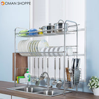 64/74/84/94cm Stainless Steel Rack Shelf Double Layers Storage for Kitchen Dishes Arrangement