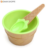 6PCS Children's Plastic Ice Cream Bowls Spoons Set Durable Ice Cream Cup Dessert Bowl