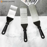 6Pcs/3 pcs Stainless Steel Spatula Set With Wood Handle For Grill Griddle Salad scraper chopper Pizza BBQ Baking kitchen Tools