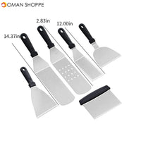 6Pcs/3 pcs Stainless Steel Spatula Set With Wood Handle For Grill Griddle Salad scraper chopper Pizza BBQ Baking kitchen Tools