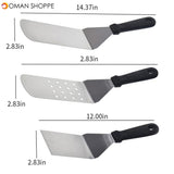 6Pcs/3 pcs Stainless Steel Spatula Set With Wood Handle For Grill Griddle Salad scraper chopper Pizza BBQ Baking kitchen Tools