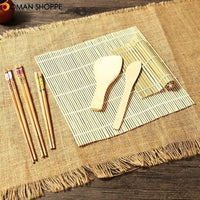 7 pcs Rolling Mats Chopsticks Rice Spreader Paddle Bamboo Sushi Making Kit BBQ Mat