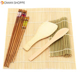 7 pcs Rolling Mats Chopsticks Rice Spreader Paddle Bamboo Sushi Making Kit BBQ Mat