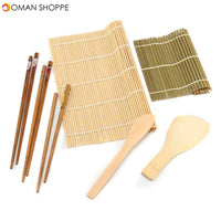 7 pcs Rolling Mats Chopsticks Rice Spreader Paddle Bamboo Sushi Making Kit BBQ Mat