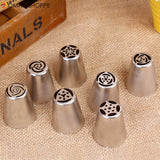 7 pcs Stainless Steel Russian Tulip Icing Piping Nozzles Cake Decoration Cream Tips DIY Cake Tool Bakeware Set Rose Flowers