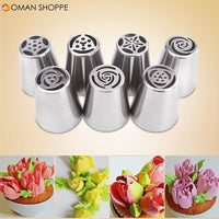 7 pcs Stainless Steel Russian Tulip Icing Piping Nozzles Cake Decoration Cream Tips DIY Cake Tool Bakeware Set Rose Flowers