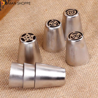 7 pcs Stainless Steel Russian Tulip Icing Piping Nozzles Cake Decoration Cream Tips DIY Cake Tool Bakeware Set Rose Flowers