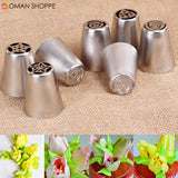 7 pcs Stainless Steel Russian Tulip Icing Piping Nozzles Cake Decoration Cream Tips DIY Cake Tool Bakeware Set Rose Flowers