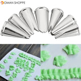 7pcs Leaf Cup Cake Decor Stainless Steel Icing Piping Nozzles Set Pastry Tips