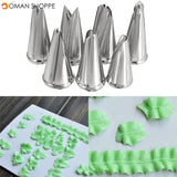 7pcs Leaf Cup Cake Decor Stainless Steel Icing Piping Nozzles Set Pastry Tips