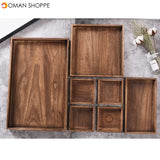 7Pcs/Set Wooden Tea Tray Serving Table Plate Snacks Dessert Food Storage Dish Tea Coffee Breakfast Tray Hotel Home Serving Tray