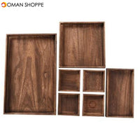 7Pcs/Set Wooden Tea Tray Serving Table Plate Snacks Dessert Food Storage Dish Tea Coffee Breakfast Tray Hotel Home Serving Tray (pictures color)