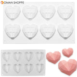 8 Grids Diamond Heart Dessert 3D Cake Mold Art Mousse Silicone Mould 