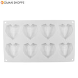 8 Grids Diamond Heart Dessert 3D Cake Mold Art Mousse Silicone Mould 