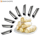 8 Pcs 1 Set Danish Stainless Steel Tube Cream Molds Cake Dessert Pastry Cream Molds Croissant Mold Stainless Steel DIY Baking Mold Cake Kitchen Mold Cooking Tool