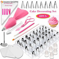 83 Pieces Cake Decorating Tools Kit Turntable Pastry Nozzles Cream Confectionery Bags Icing Piping Nozzles Tips Baking Tools