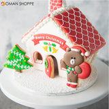 8Pcs Plastic Cookie Cutter Set 3D Christmas Gingerbread House Mould DIY Biscuit Mold Pastry Cake Stamp Baking Tools