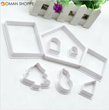 8Pcs Plastic Cookie Cutter Set 3D Christmas Gingerbread House Mould DIY Biscuit Mold Pastry Cake Stamp Baking Tools