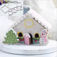 8Pcs Plastic Cookie Cutter Set 3D Christmas Gingerbread House Mould DIY Biscuit Mold Pastry Cake Stamp Baking Tools