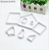 8Pcs Plastic Cookie Cutter Set 3D Christmas Gingerbread House Mould DIY Biscuit Mold Pastry Cake Stamp Baking Tools (8PCS)