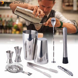 9 Piece Stainless Steel Cocktail Shaker Jigger Mixer Bar Drink Shaker Bartender Set Restaurant Supplies