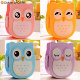 900ml Plastic Bento Lunch Box Square Cartoon Owl Microwave Oven Food Container