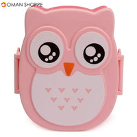 900ml Plastic Bento Lunch Box Square Cartoon Owl Microwave Oven Food Container