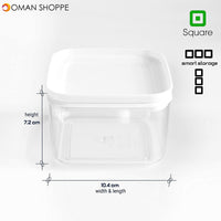 Airtight Food Storage Container Set of 3, Freezer Safe Boxes, Transparent Square (0.5 Lt x 3 Pcs)