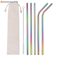 B51135 Stainless Steel Metal Drinking Straw Reusable Straws Cleaner Brush Kit