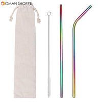 B51135 Stainless Steel Metal Drinking Straw Reusable Straws Cleaner Brush Kit