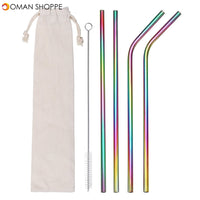 B51135 Stainless Steel Metal Drinking Straw Reusable Straws Cleaner Brush Kit