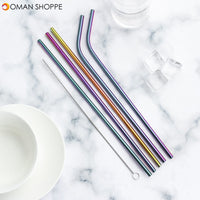 B51135 Stainless Steel Metal Drinking Straw Reusable Straws Cleaner Brush Kit