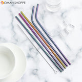 B51135 Stainless Steel Metal Drinking Straw Reusable Straws Cleaner Brush Kit