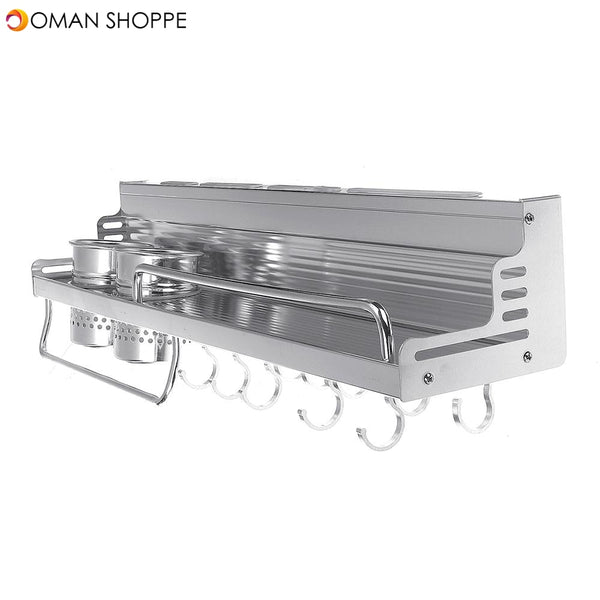 Bright Space Aluminum Kitchen Rack With Guardrail Heightened Double Cup Holder Condiment Storage Rack