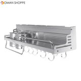 Bright Space Aluminum Kitchen Rack With Guardrail Heightened Double Cup Holder Condiment Storage Rack