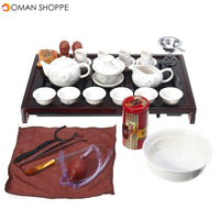 China Kung Fu Tea Set Drinkware Ceremony Ceramic Tea Pot Cup Infuser Tea Tray