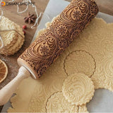 Christmas Snowflake Laser Embossing Rolling Pin Printed Cookie Dough Stick Fondant Tool Baking Noodle Cake Dough Engraved Roller