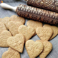 Christmas Snowflake Laser Embossing Rolling Pin Printed Cookie Dough Stick Fondant Tool Baking Noodle Cake Dough Engraved Roller