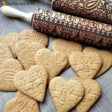 Christmas Snowflake Laser Embossing Rolling Pin Printed Cookie Dough Stick Fondant Tool Baking Noodle Cake Dough Engraved Roller