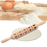 Christmas Snowflake Laser Embossing Rolling Pin Printed Cookie Dough Stick Fondant Tool Baking Noodle Cake Dough Engraved Roller