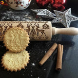 Christmas Snowflake Laser Embossing Rolling Pin Printed Cookie Dough Stick Fondant Tool Baking Noodle Cake Dough Engraved Roller