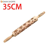 Christmas Snowflake Laser Embossing Rolling Pin Printed Cookie Dough Stick Fondant Tool Baking Noodle Cake Dough Engraved Roller