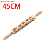 Christmas Snowflake Laser Embossing Rolling Pin Printed Cookie Dough Stick Fondant Tool Baking Noodle Cake Dough Engraved Roller