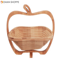 Collapsible Bamboo Fruit Basket Bowl Folding Foldable Trivet Storage Holder Rack Storage Baskets