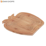 Collapsible Bamboo Fruit Basket Bowl Folding Foldable Trivet Storage Holder Rack Storage Baskets