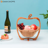 Collapsible Bamboo Fruit Basket Bowl Folding Foldable Trivet Storage Holder Rack Storage Baskets